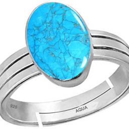 Turquoise/Firoza 3.25 Ratti or 3 Ct Gemstone 925 Bis Hallmark Women Adjustable Sterling Silver Ring-image-23