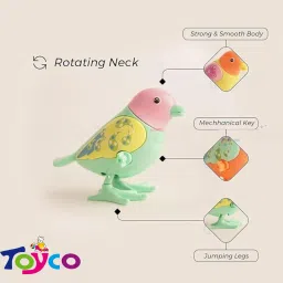 toyco Wind Up Key Operated Jumping Bird Toys Set for Kid with 360 degree Rotating Head image 4