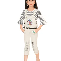 BURBN Girls Graphic Printed Top With Dungarees-image-99