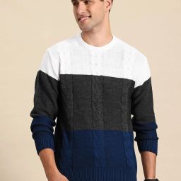 Men Colorblock Round Neck Multicolor Sweater-image-71