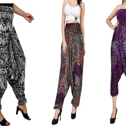 Printed Rayon, Cotton Women Harem Pants-image-86