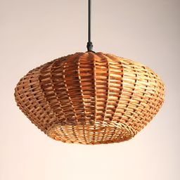 HABERE INDIA Brown Textured Wooden Ceiling Lamp-picture-29