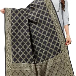 Silk Blend Woven Black Women Dupatta-image-93