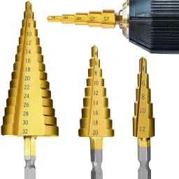 3X Large HSS Steel Step Cone Drill Titanium Bit Set Hole Cutter High Step Steel Titanium Drill Bits Set Power Tools 4-12/4-20/4-32mm-27
