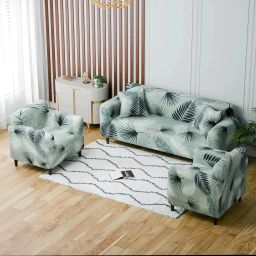 Polyester Floral 3+1+1 Seater Sofa Cover-image-74
