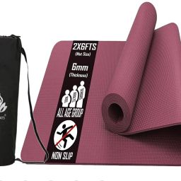 6MM - Super-Sports Yoga Mat for Mens Women Kids Maroon 6 mm Yoga Mat-image-40