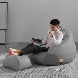 giglick 4XL Bean Bag With Relaxing Curve Footrest Filled With Beans Bean Bag ChairWith Bean Filling image 3