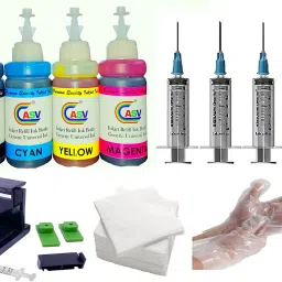 ASV Inkjet Refill for E3370, E4570, MG2577S, MG2570S, MG3570, TS 207, TS 307, MX377 Black + Tri Color Combo Pack Ink Bottle-image-18