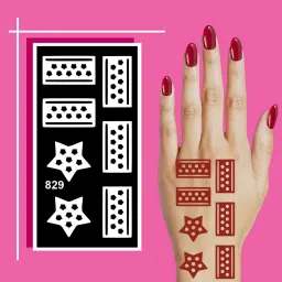 Elegant Flower Petal Mehndi Stencil Stickers for Wedding Season-image-99