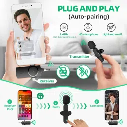 pay pay K9 Dual Collar Mic For IOS/Android Type C Supported Microphone Microphone WIRELESS MICROPHONE image 3