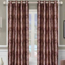 romee Brown Polyester Textured 7FT Light Filtering Eyelet Door Curtains (Pack of 2)-picture-15