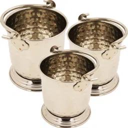 Steel Mini Serving Bucket with Handle|Bucket for Serving Dal, Raita -Combo Gravy Bucket Serving Set-picture-26