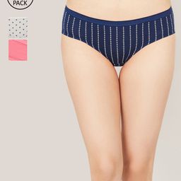 Ginger by Lifestyle Women Navy Blue & Pink Pack of 3 Printed Cotton Hipster Briefs-image-99