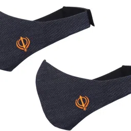 3 Layer Embroidered, Designer, Fashionable & Protective, Size Adjustable Cotton Cloth Face Mask Combo for Sikhs Sikh_Velcro_Combo_02 Reusable, Washable Cloth Mask-16