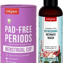 Reusable Menstrual Cup, Large (1 Pcs) with Refreshing Intimate Wash (100 ml)-picture-3