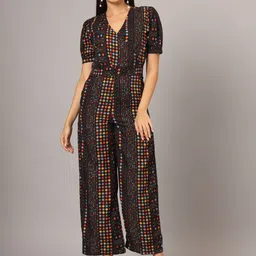 BRINNS Geometric Printed Puff Sleeves Basic Jumpsuit-picture-37