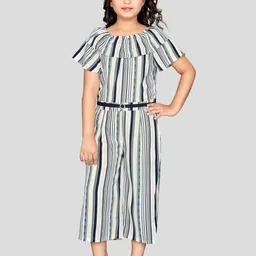 Peppermint Girls Striped Round Neck Layered Waist Tie Up Jumpsuit-image-61