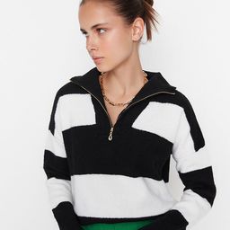 Trendyol Women Black & White Striped Pullover-image-99