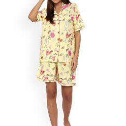 shopbloom Women Yellow Printed Nightsuit-image-82
