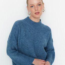 Trendyol Women Blue Solid Pullover-picture-2