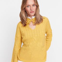 Trendyol Women Yellow Cable Knit Pullover-image-55
