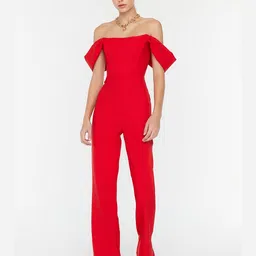 Trendyol Women Red Off-Shoulder Basic Jumpsuit-image-58