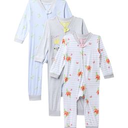 MiArcus Girls Pack of 3 Blue & White Cotton Floral Printed Sleepsuit-image-45