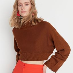 Trendyol Women Brown Crop Pullover-image-52