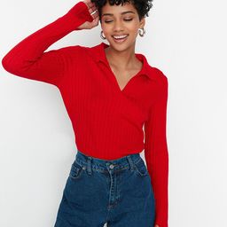 Trendyol Women Cherry Red Solid Pullover-image-40