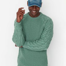 Trendyol Men Green Cable Knit Pullover Sweater-image-62