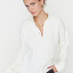 Trendyol Women Off White Striped Pullover Sweater-image-61