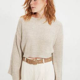 Trendyol Women Beige Crop Pullover-image-78