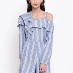 BAESD Striped One Shoulder Cotton Playsuit-picture-39