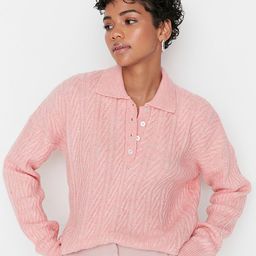 Trendyol Women Pink Cable Knit Pullover-image-94