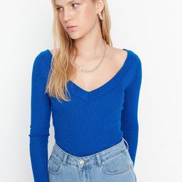 Trendyol Women Blue Solid Pullover-image-127