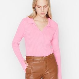 Trendyol Women Pink Ribbed Acrylic Pullover-image-36