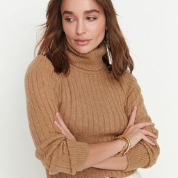 Trendyol Women Camel Brown Ribbed Pullover-image-16