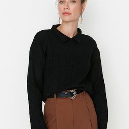 Trendyol Women Black Cable Knit Pullover-image-87