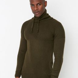 Trendyol Men Khaki Ribbed Acrylic Pullover Sweater-image-42