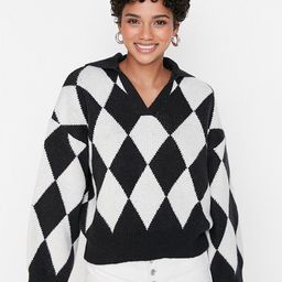 Trendyol Women Black and White Checked Pullover Sweater-image-61