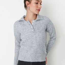 Trendyol Women Grey Solid Pullover-image-90