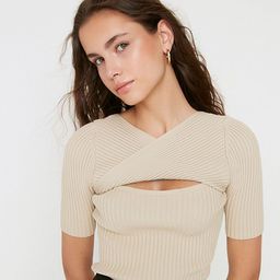 Trendyol Women Grey Ribbed Pullover-image-24