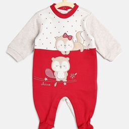 Chicco Girls Red Embroided Pure Cotton Sleepsuit-image-27