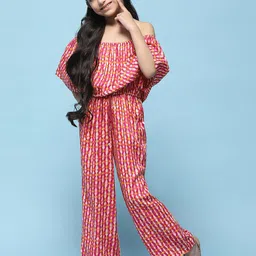 Biba Girls Abstract Printed Off Shoulder Basic Jumpsuit-22