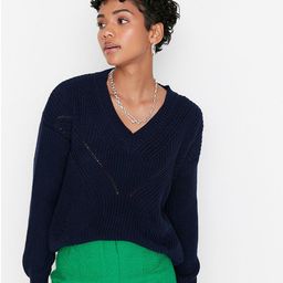 Trendyol Women Navy Blue Solid Pullover-image-93