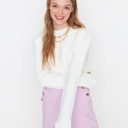 Trendyol Women White Solid Pullover-image-44