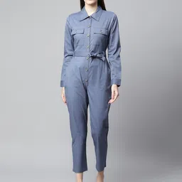HOUSE OF S Women Blue Basic Jumpsuit-image-37