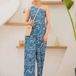 FEATHERS CLOSET Printed One Shoulder Cotton Basic Jumpsuit-picture-18