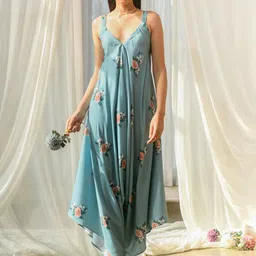 Pasha Printed Shoulder Straps Sleeveless Palazzo Jumpsuit-36