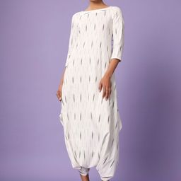Pasha Ikat Printed Boat Neck Waist Tie-Ups Dhoti Jumpsuit-image-86